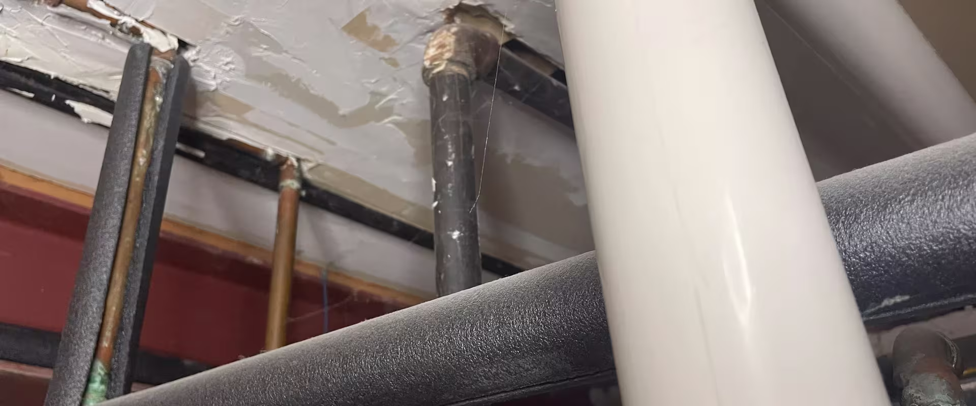 Picture of pipes with insulation to defend against freezing